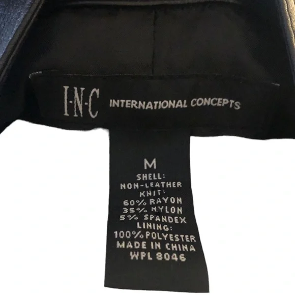 I.N.C M Vegan Black Leather Blazer Bikercore Jacket - Picture 6 of 7